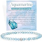 Farfume Beaded Bracelets for Women, Christmas Stocking Stuffers, Handmade Natural Stone 4mm Beads 925 Sterling Silver Stretch Bracelets, Chakra Crystal Gemstone Jewelry Gifts