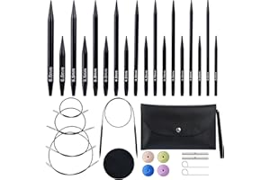 FgTnYh 9 Pairs Interchangeable Circular Knitting Needles Set Interchangeable Aluminum Knitting Needles and Cables Accessories