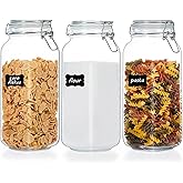 Vtopmart 78oz Glass Food Storage Jars with Airtight Clamp Lids, 3 Pack Large Kitchen Canisters for Flour, Cereal, Coffee, Pas