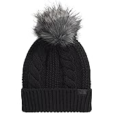 THE NORTH FACE Women's Oh Mega Fur Pom Beanie | Deep Fit Cuffed Winter Hat With Oversized Faux-fur Pom & Cable Detailing