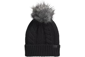 THE NORTH FACE Women's Oh Mega Fur Pom Beanie | Deep Fit Cuffed Winter Hat With Oversized Faux-fur Pom & Cable Detailing