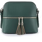 SG SUGU Lunar Lightweight Medium Dome Crossbody Bag Shoulder Bag with Tassel | Zipper Pocket | Adjustable Strap