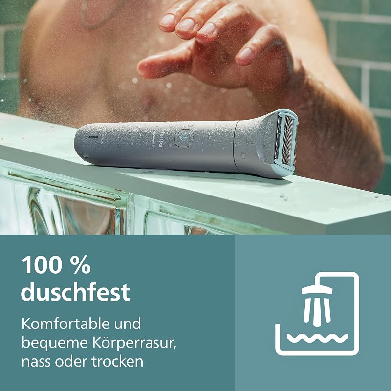 Bodygroom 3000er-Serie – Herrentrimmer mit Dreifachschutz-Rasiersystem, trimmen und rasieren im Intimbereich, hautnah und besonders schonend, 100% duschfest, 80 Min. Laufzeit, BG3480/15