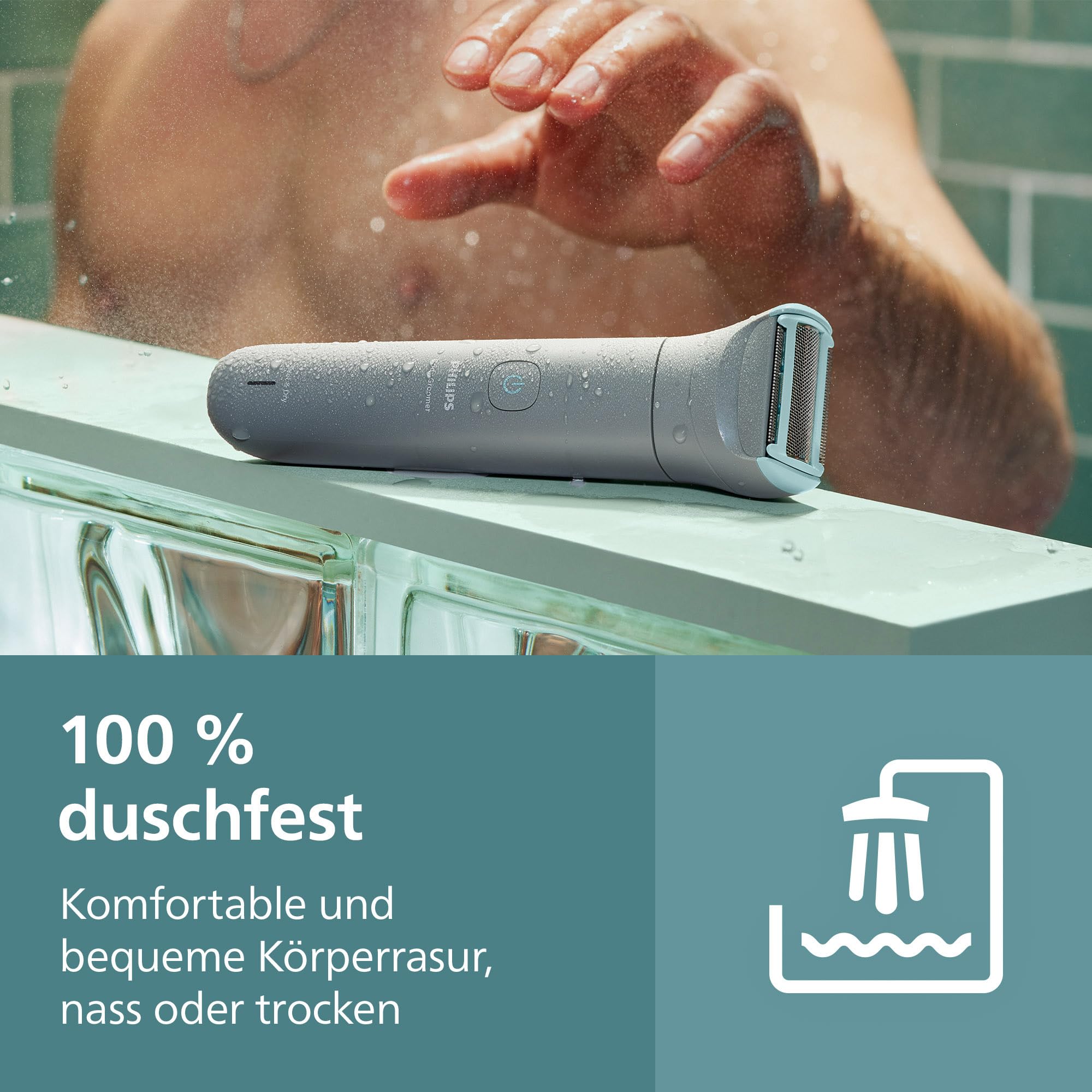 Philips Bodygroom 3000er-Serie – Herrentrimmer mit Dreifachschutz-Rasiersystem, trimmen und rasieren im Intimbereich, hautnah und besonders schonend, 100% duschfest, 80 Min. Laufzeit, BG3480/15 8