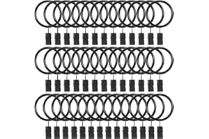 Goowin 40 Pcs Curtain Hooks, 1.5 inch Curtain Rings, Rustproof Curtain Rings with Clips, Metal Solid Curtain Clips with Rings