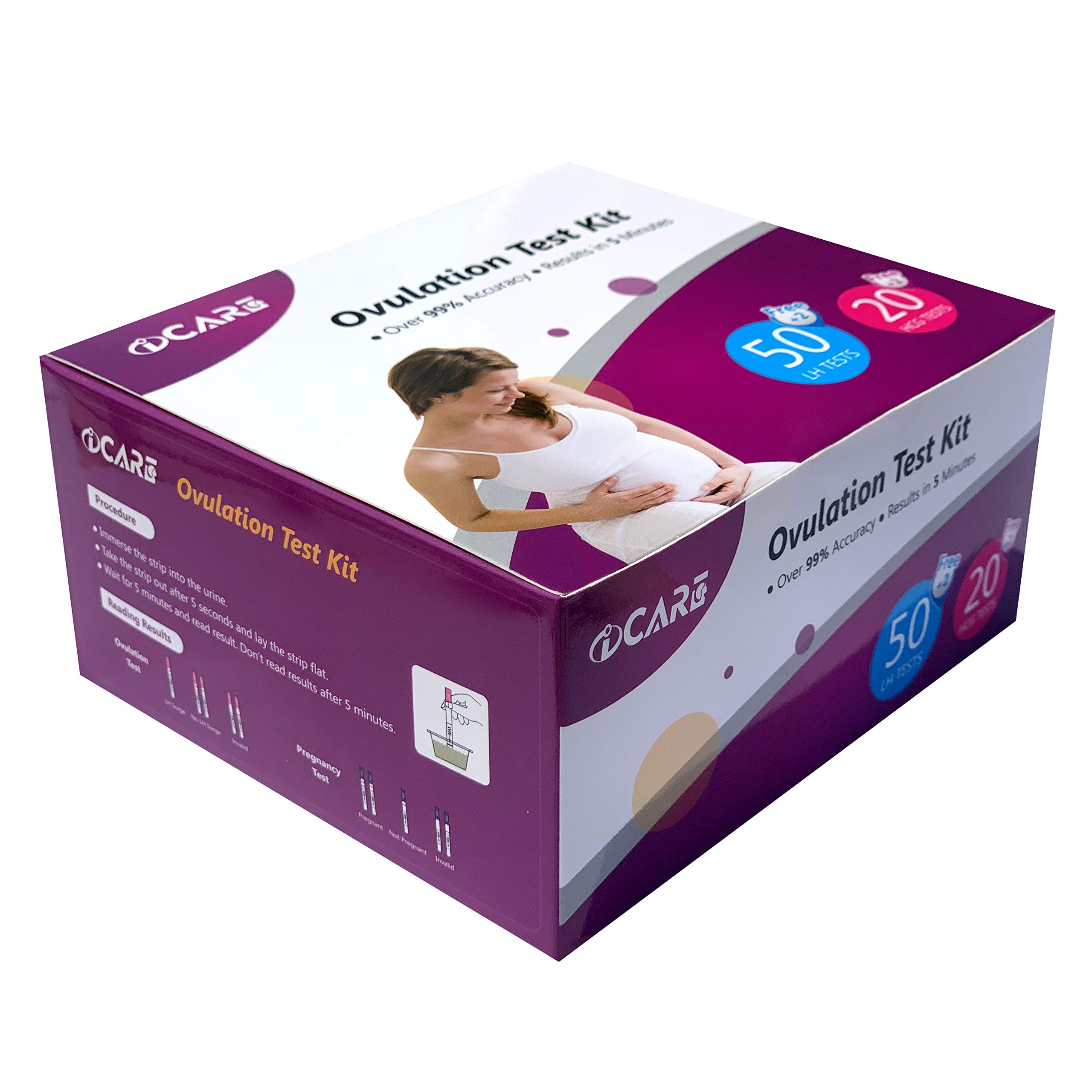 Aicare Ovulation and Pregnancy Test Strip Kit, 52 LH Test Strip + 22 HCG Test Strip, Advance Ovulation Kits First Response Pregnancy Test, Fertility Test for Trying Conceive Couples