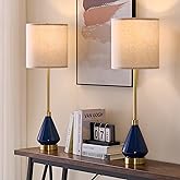 32" Blue Gold Buffet Table Lamps for Living Room Set of 2, Ceramic Buffet Lamps Set of 2 for Console Table, Tall Navy Blue La