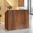 Tribesigns Reception Desk with Counter, Modern Front Desk Reception Room Table with Cable Grommet, 47 inch Retail Counter for Checkout, Lobby, Beauty Salon, Home Office Desk, Walnut
