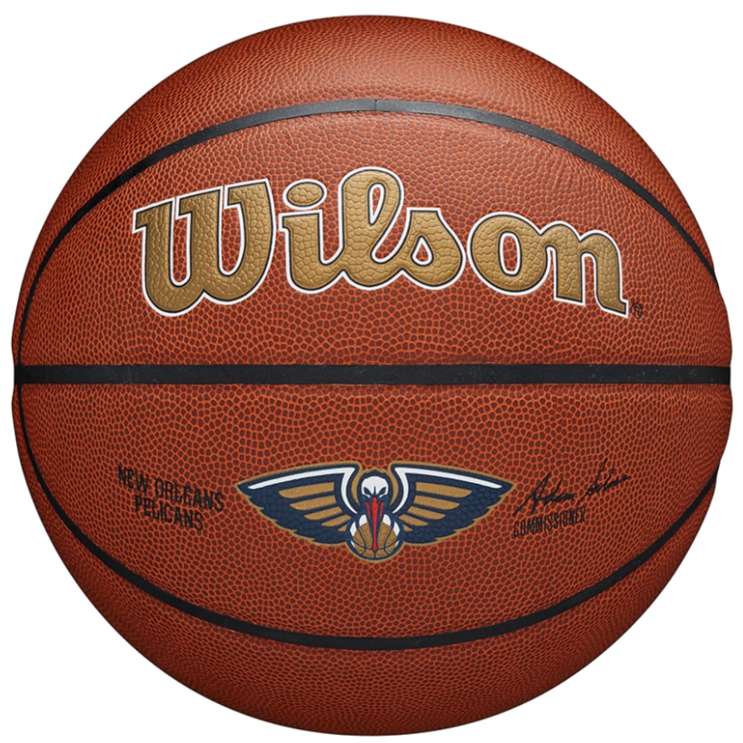 Wilson Basketball, Team Alliance Model, NEW ORLEANS PELICANS, Indoor/Outdoor, Mixed Leather, Size: 7,WTB3100IDBNO