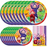 Treasures Gifted Officially Licensed Teletubbies Birthday Party Decorations - Serves 16 Guests - Dinnerware Starter Set Teletubbies Party Supplies - Plates and Napkins Set