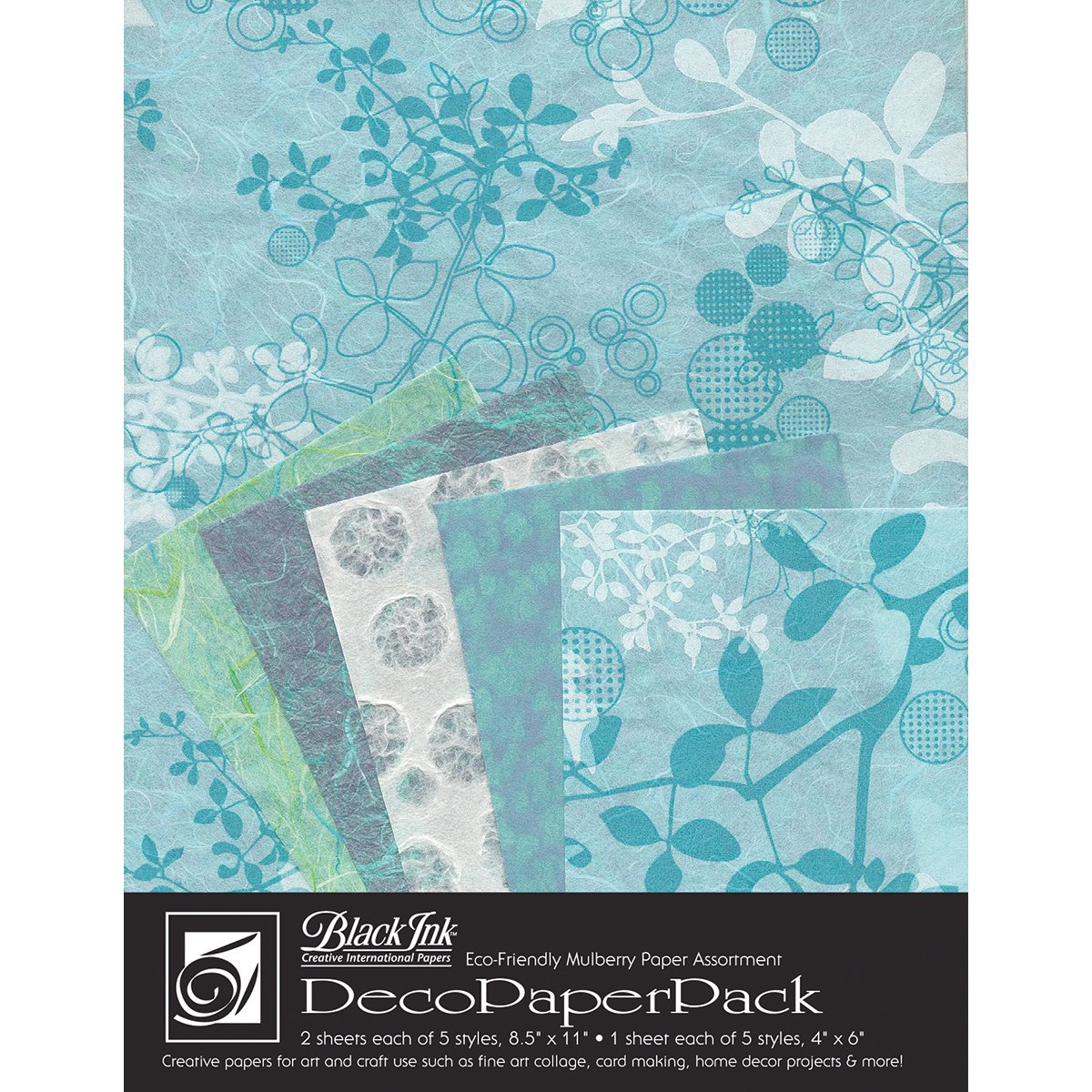Graphic Products Deco Pack by Black Ink Papers-Chinaberry Aqua, Other, Multicoloured, 0.12 x 21.59 x 28.57 cm