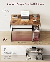 VASAGLE Computer Desk 100x50x76 cm Industrial Rustic Brown Ink Black LWD046B01 view 4