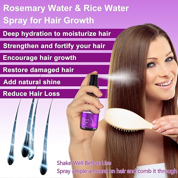 ROSEMARY OIL HAIR GROWTH SERUM W/ROSEMARY WATER & RICE WATER SPRAY HAIR GROWTH,BIOTIN CASTOR OIL ARGAN OIL CAFFEINE KERATIN REDUCE HAIR LOSS,RESTORE DRY DAMAGED HAIR REGROWTH TREATMENTS FOR WOMEN MEN