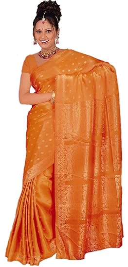 Trendofindia Indischer Bollywood Fashion Sari Stoff Damenkostüm Kleid Orange CA105