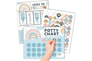 Hadley Designs Potty Training Chart for Toddlers Girls -10 Sticker Potty Chart for Toddlers Girls, 8.5x11" Potty Training Sticker Charts for Toilet Success, Boho Toddler Reward Chart for Kids