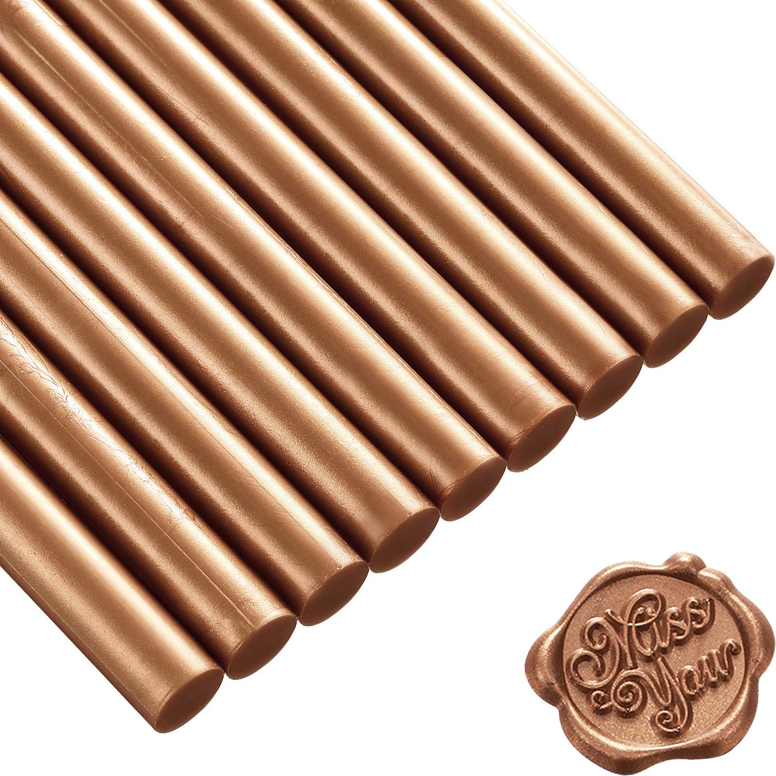 15 Pieces Glue Gun Sealing Wax Sticks for Retro Vintage Wax Seal Stamp and Letter, Great for Wedding Invitations, Cards Envelopes, Snail Mails, Wine Packages, Gift Wrapping (Red Copper)