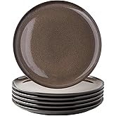 LERATIO Ceramic Dinner Plates Set of 6, 10.5 Inch Reactive Glaze Porcelain Plates, Modern Shape Dinnerware Dishes Set for Kitchen,Microwave&Dishwasher&Oven Safe, Scratch Resistant-Chestnut
