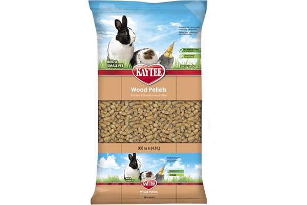 Kaytee Wood Pellets Pet Bird & Small Animal Litter for Ferrets, Guinea Pigs, Rats, Chinchillas, Hamsters, Gerbils, Rabbits, Mice, Hedgehogs and Dwarf Hamsters, 4.9 Liter, 8 Pound Bag