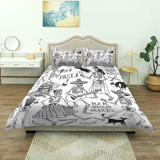 Nonun Funda nórdica, diseño de Icono de Esqueleto y Mujer temática de