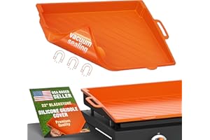 QBOTTLE UPGRADED 22" Silicone Griddle Mat Cover for Blackstone Grill - Full-Edge Protective Cover - Heavy Duty Food Grade Grill Buddy Mat - All Season 22" Blackstone Griddle Accessories - ORANGE [2024]