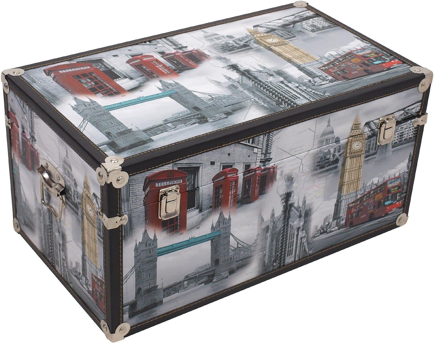 Baúl London 49 x 24,5 x 28 cm Caja de madera Cofre del Tesoro baúl