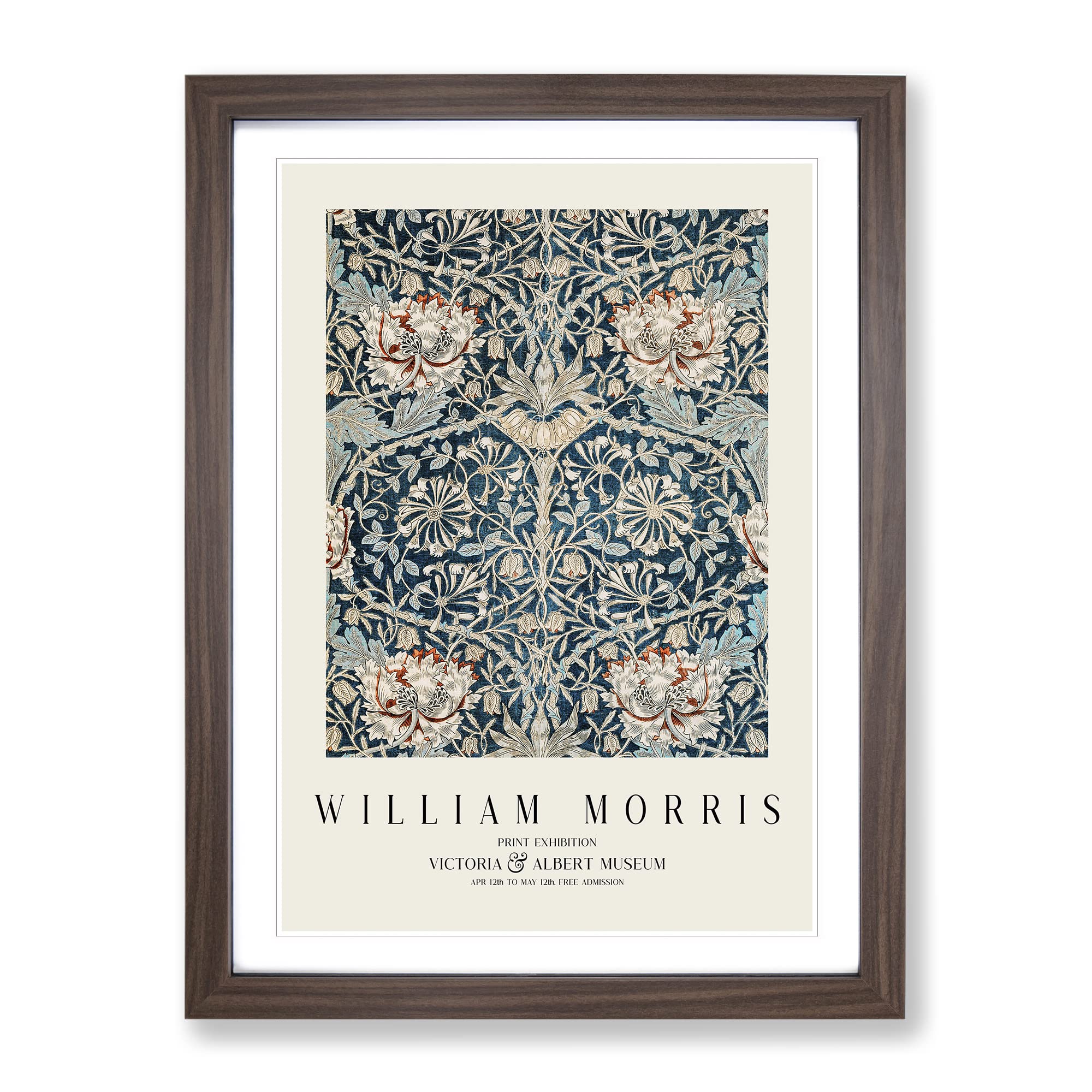 Honeysuckle Vol.2 By William Morris Exhibition Museum Painting Framed Wall Art Print, Ready to Hang Picture for Living Room Bedroom Home Office Décor, Walnut A3 (34 x 46 cm)