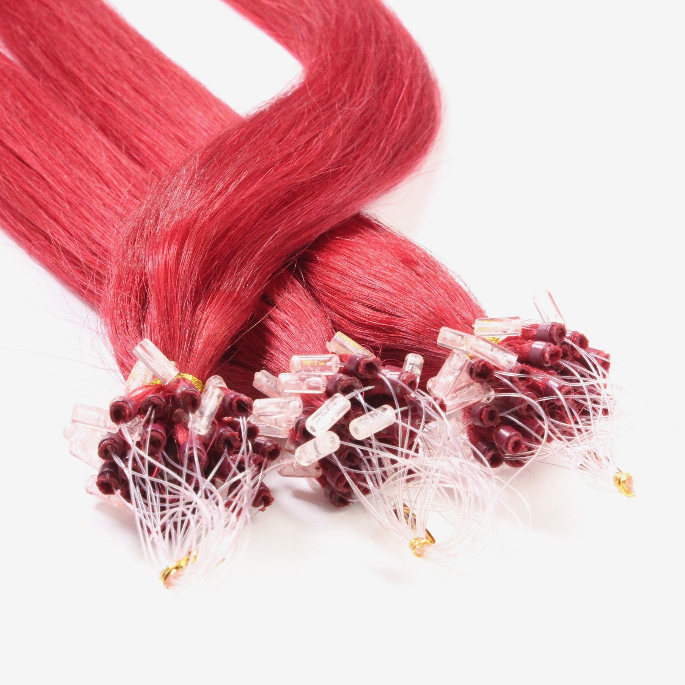 Hair2Heart 25 x 1g Microring Loop Extensions, - 20", colour #red, straight