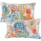 JMKaixin Outdoor Lumbar Pillows Waterproof Set of 2 Decorative Pillows with Inserts 12×20 Inch Outdoor Pillow for Patio Furniture (Paisley Print)