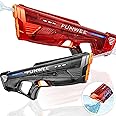 Funwee 2 Pack Electric Water Gun for Kids Adults, Powerful Automatic Squirt Gun, High Powered Shooting 100+ Times, Long Range Auto Water Blaster, Pool Outdoor Water Toy(Transparent Red+Black)