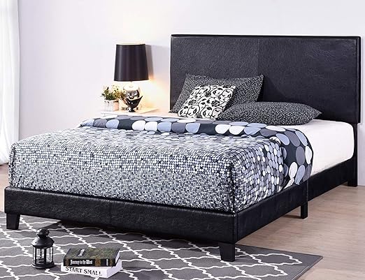Black Fabric Cloth King Scalloped Platform Bed Frame Slats Home Bedroom New Beds Bed Frames Home Garden Worldenergy Ae