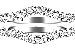 Uloveido 925 Sterling Silver CZ Pave Wedding Ring Guard Enhancer 2pcs V Shape Eternity Stack Rings Set Y2469