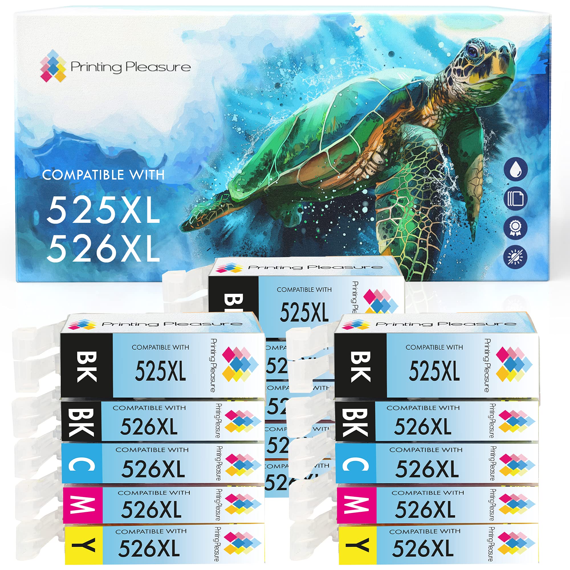 15 (3 SETS) Compatible PGI-525 CLI-526 Ink Cartridges for Pixma iP4800 iP4840 iP4850 iP4950 MG5120 MG5140 MG5150 MG5240 MG5250 MG6140 MG6150 MG8120 MG8140 MG8150 iX6550 MX885 - High Capacity