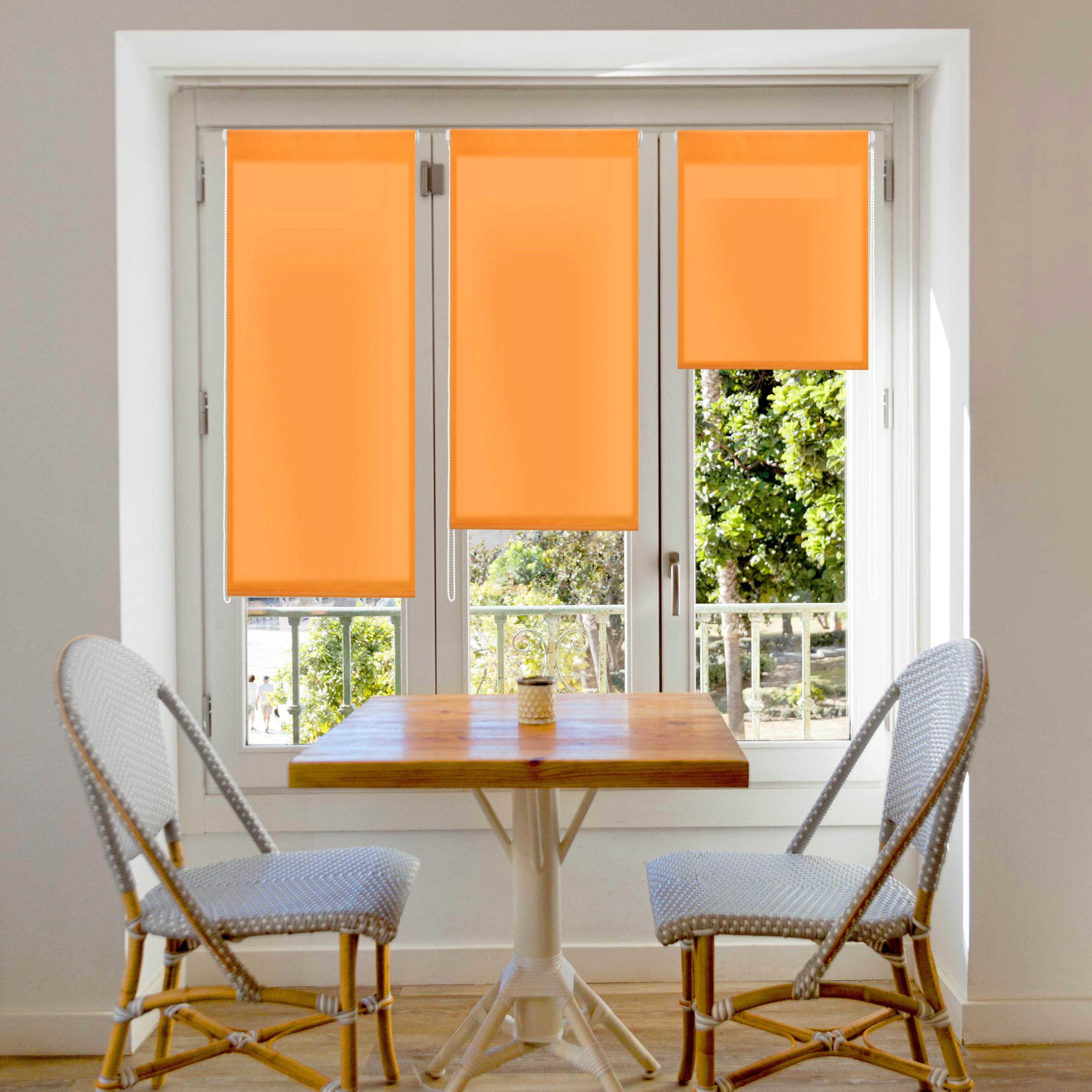 Blindecor Plain - Aure “No Tools Required”. Translucent Roller Blind, Orange, 62x180 cm (width x height)