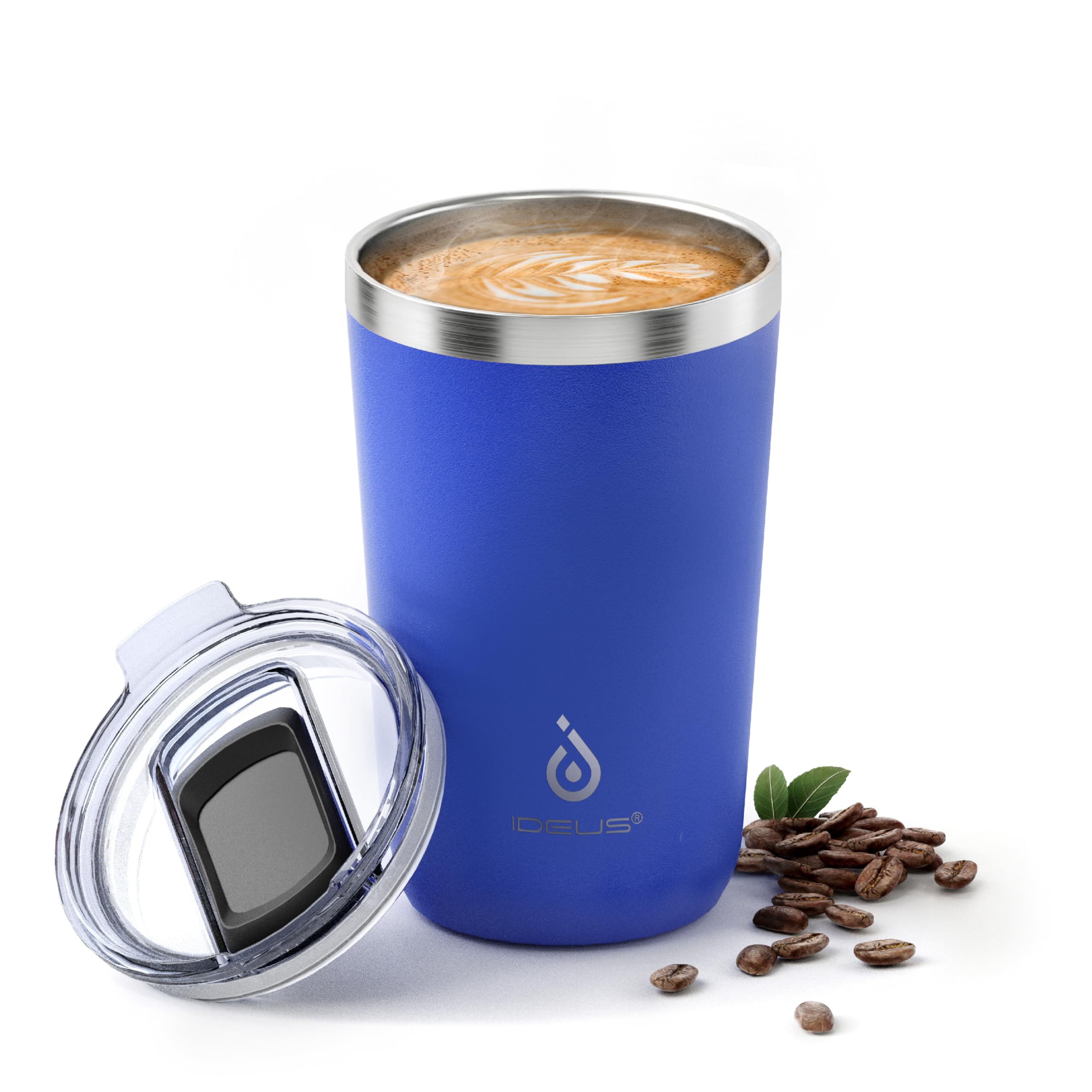 Photo 1 of Ideus 20 oz Tumbler, Travel Coffee Mug with Splash Proof Sliding Lid, Double Wall Stainless Steel Vacuum Insulated Coffee Mug for Home and Office, Keep Beverages Hot or Cold, Peacock Blue