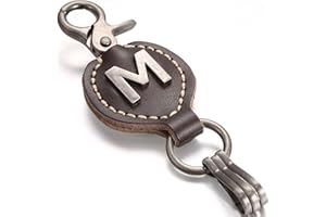 MARINO AVENUE Leather Keychain For Men, Single Letter Alphabet with Easy Clasp