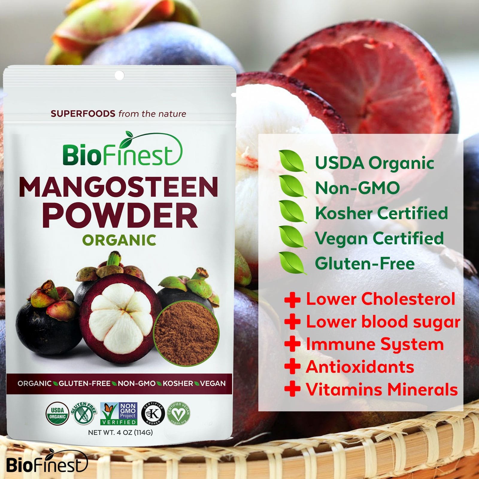Biofinest Mangosteen Juice Powder 100 Pure FreezeDried Antioxidants