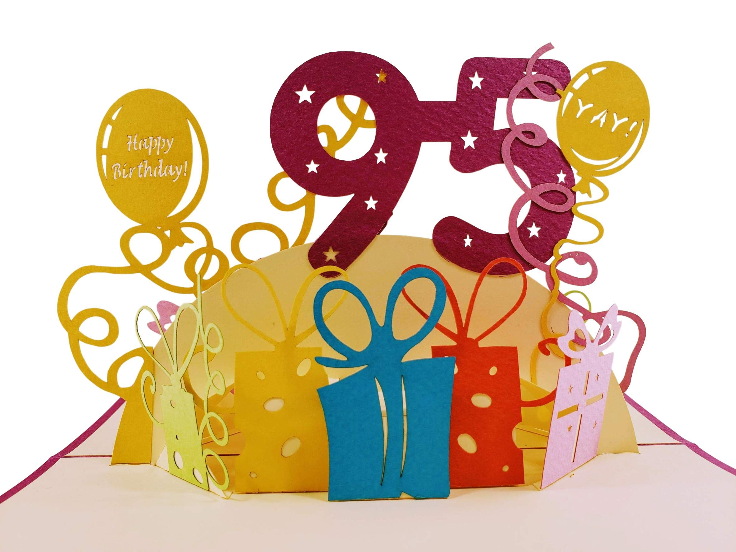 iGifts And Cards Happy 95th Birthday With Lots of Presents 3D Pop Up Greeting Card - Awesome, Cute, Fun, Unique, Special Occasion, Celebration, Husband, Wife, Best Friend, Congratulations