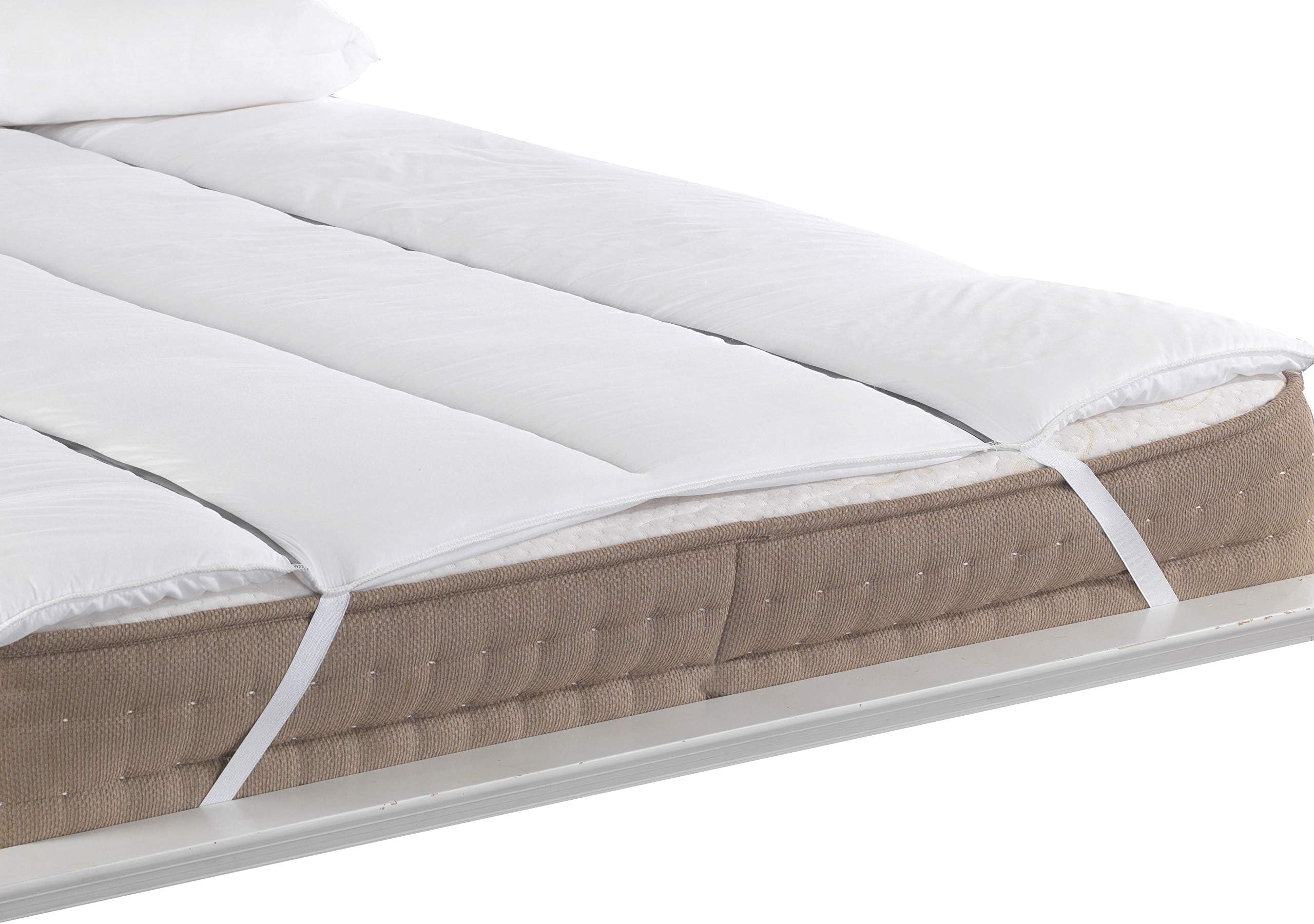 Lancashire TextilesMagnetic Therapy Mattress Protector – 100% Hollowfibre - Blended Cotton Casing with Magnetic Stripes – 4 Elastic Straps to Securely Fix - Super King: 183cm x 200cm (72" x 79")OEKO-TEX STANDARD 100