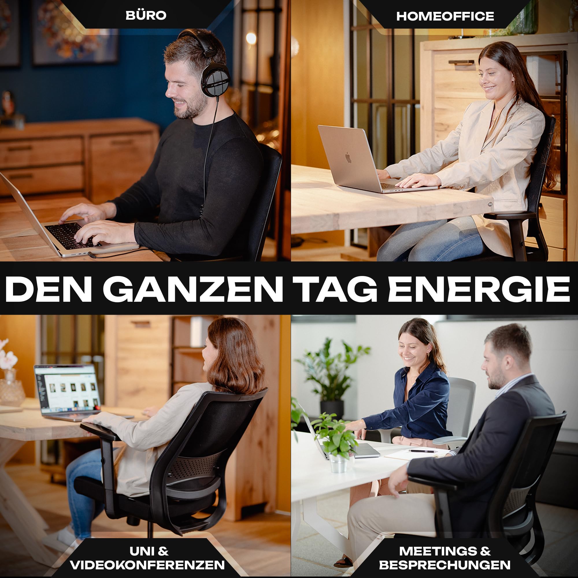 VALKENSTOL M2 Bürostuhl Ergonomisch Testsieger, Einstellbarer für maximale Bewegungsfreiheit, Rückenfreundliche Bürostühle, Lendenwirbelstütze Schreibtischstuhl für Büro und Home Office Chair 7
