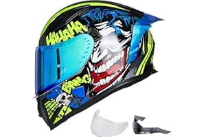 ILM Motorcycle Helmet Full Face with Pinlock Compatible Clear&Tinted Visors and Fins Street Bike Motocross Casco DOT Model Z501(Surprise Yellow, Large)