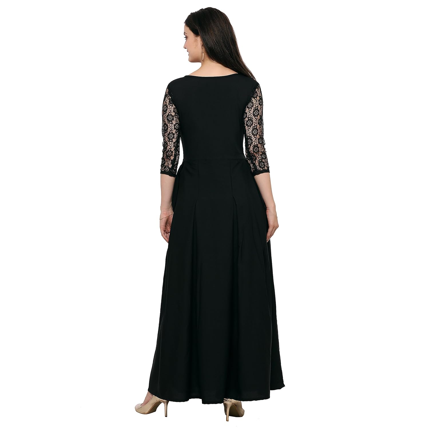 brahmani creation surat women's crepe dress (black)