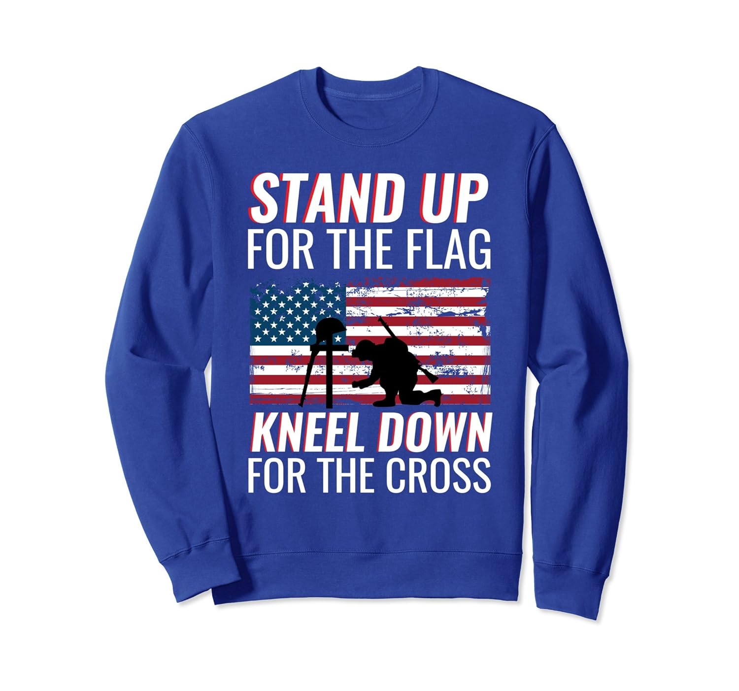 Stand Up For The Flag Kneel Down For The Cross Sweatshirt AZP Anzpets