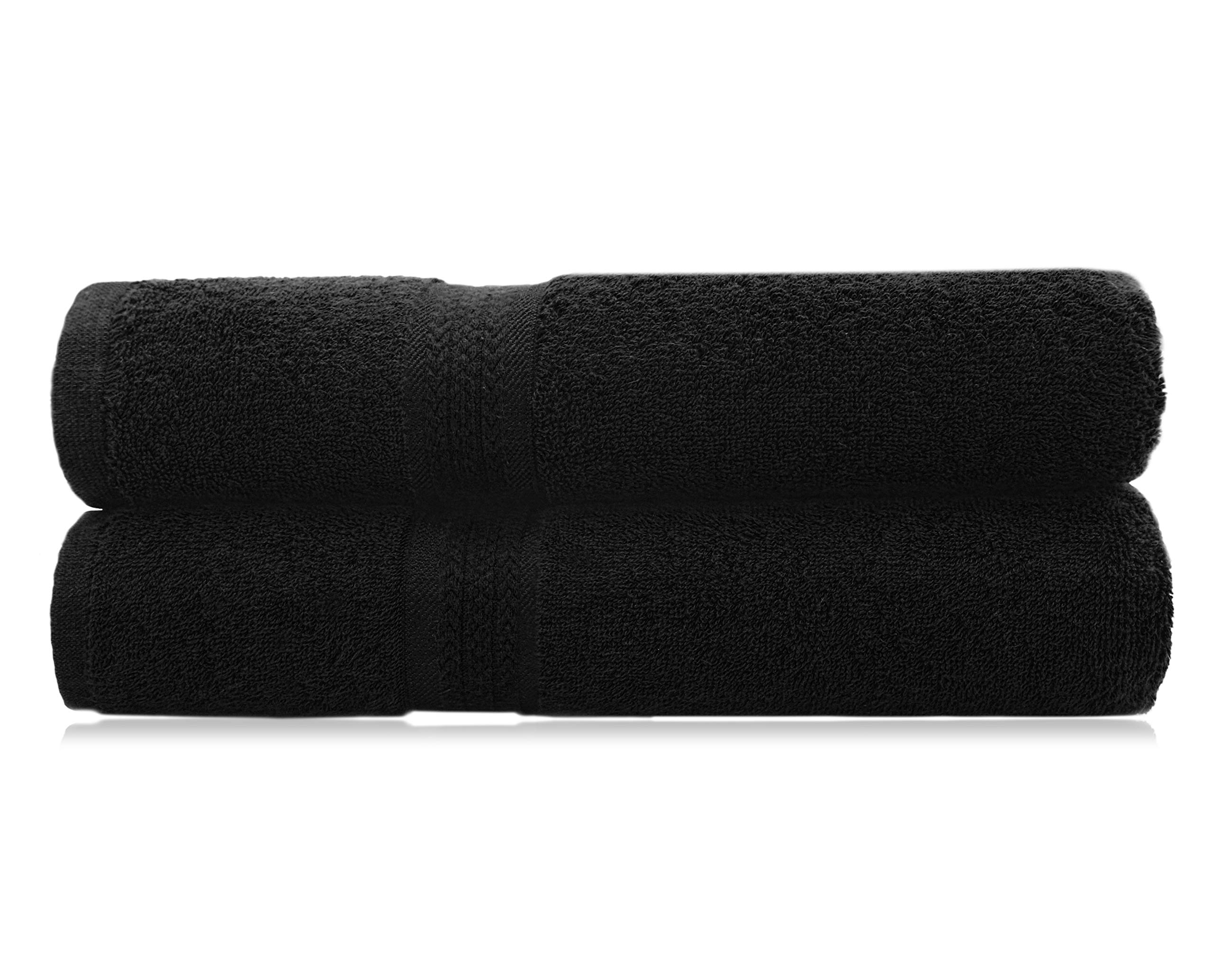 COTTON CRAFT Ultra Soft Bath Sheets - 2 Pack - 35 x 70 - Absorbent Quick Dry Everyday Luxury Hotel Bathroom Spa Gym Shower Beach Pool Travel Dorm - 100% Ringspun Cotton - 580 GSM - Easy Care - BlackOEKO-TEX STANDARD 100