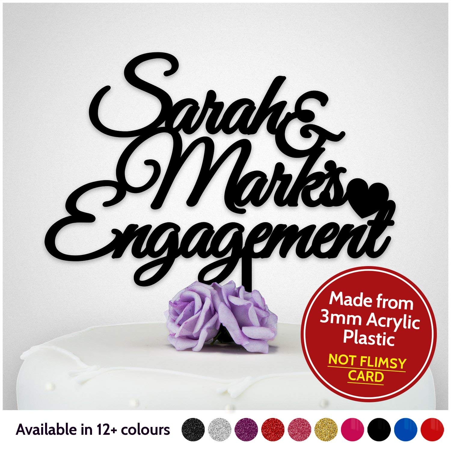 Custom Engagement Party Cake Topper Personalised With Couples