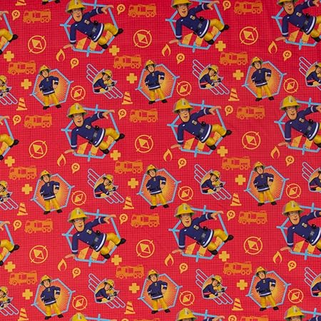 Jersey Disney Feuerwehrmann Sam rot blau Digitaldruck 1,5m Breite