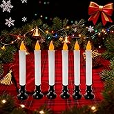 Mairekajie Christmas Window LED Lights - Black Base, Dusk to Dawn Sensor, 9" Battery Powered Candles for Indoor Table Party Decorations - Set of 6