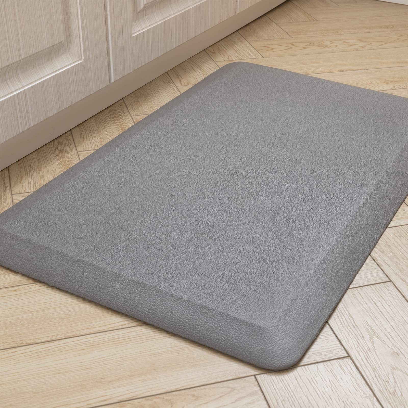 Carvapet Anti Fatigue Kitchen Mat 20MM Thick Cushioned Kitchen Standing Mats Floor Mats PVC Waterproof Runner Rug for Standing Desk, Kitchen, Office(Grey,44x70x2cm)