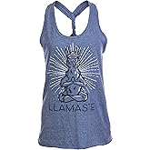 Llamaste | Cute, Funny Yoga Llama Namaste Workout Racerback Tank Top for Women