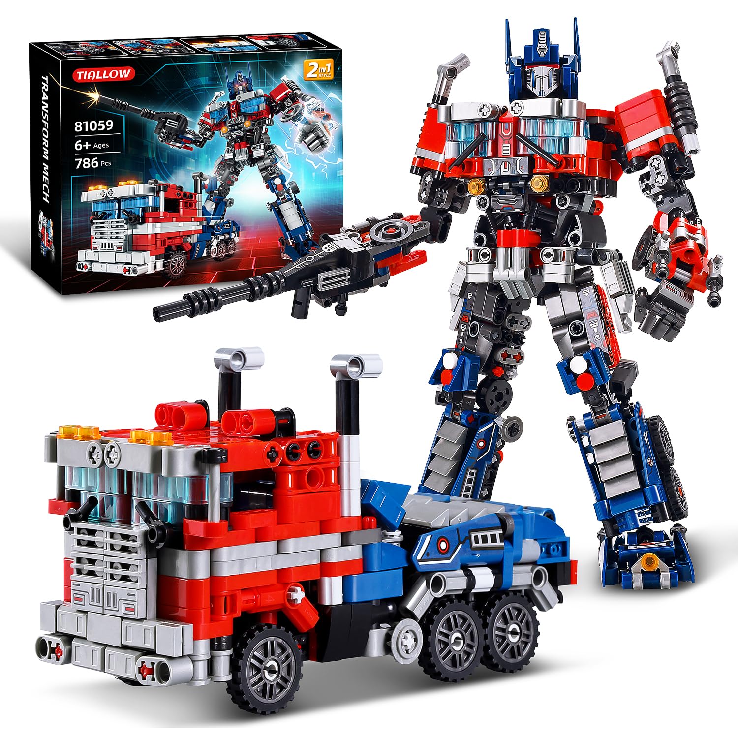 Photo 1 of TIALLOW Transform Sets Robot Building Block Toys?2 in 1 STEM Robotics Transforming Truck Mech Building kit?Compatible with Lego?Christmas Birthday Gift for Adults Boys Age 8-12 (Blue)