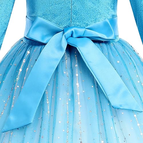 Toddler Christmas Dress Baby Girl Velvet Dress Long Sleeve Pageant Party  Maxi Tulle Evening Gown Fall Outfit Winter Xmas Holiday Snowflake Dresses  Kids Princess Wedding R - Sky Blue 9-10 Years in